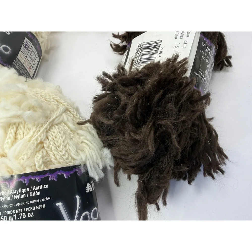 Patons Voodoo Yarn Lot Of 12 - 11 Fleece 1 Earth Acrylic Nylon‎ Blend 50g Each